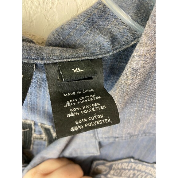 Harley-Davidson Mens Button Up Shirt Blue Size XL Short Sleeve Collared - Picture 4 of 7